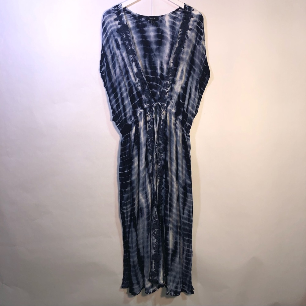 Torrid Boho Tie Dye Floral Embroidered Beach Cover Up - Picture 2 of 16